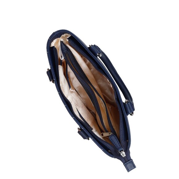 Blue Top-Handle Tote Bag – Vegan Leather Ladies' Satchel Purse or Shoulder Bag - Picture 5 of 11